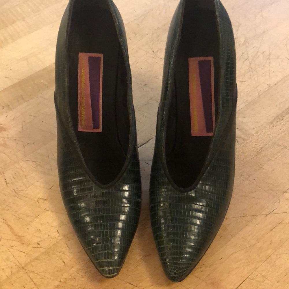 Emerald green snake skin heels